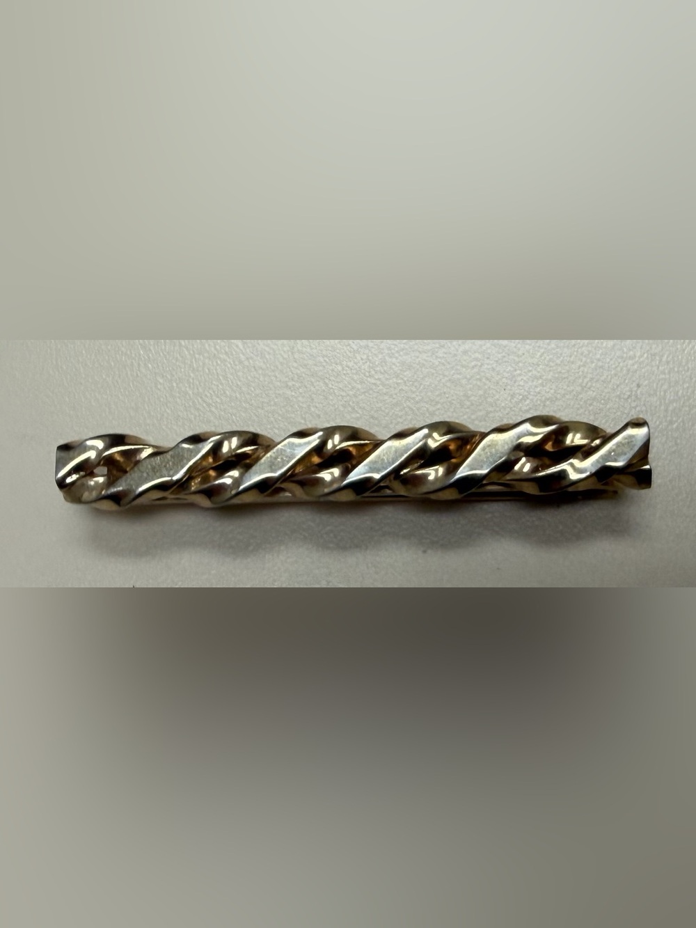 Vintage Gold Tone Cuban Curb Chain Link Slide On Tie Bar 2.25 Inch